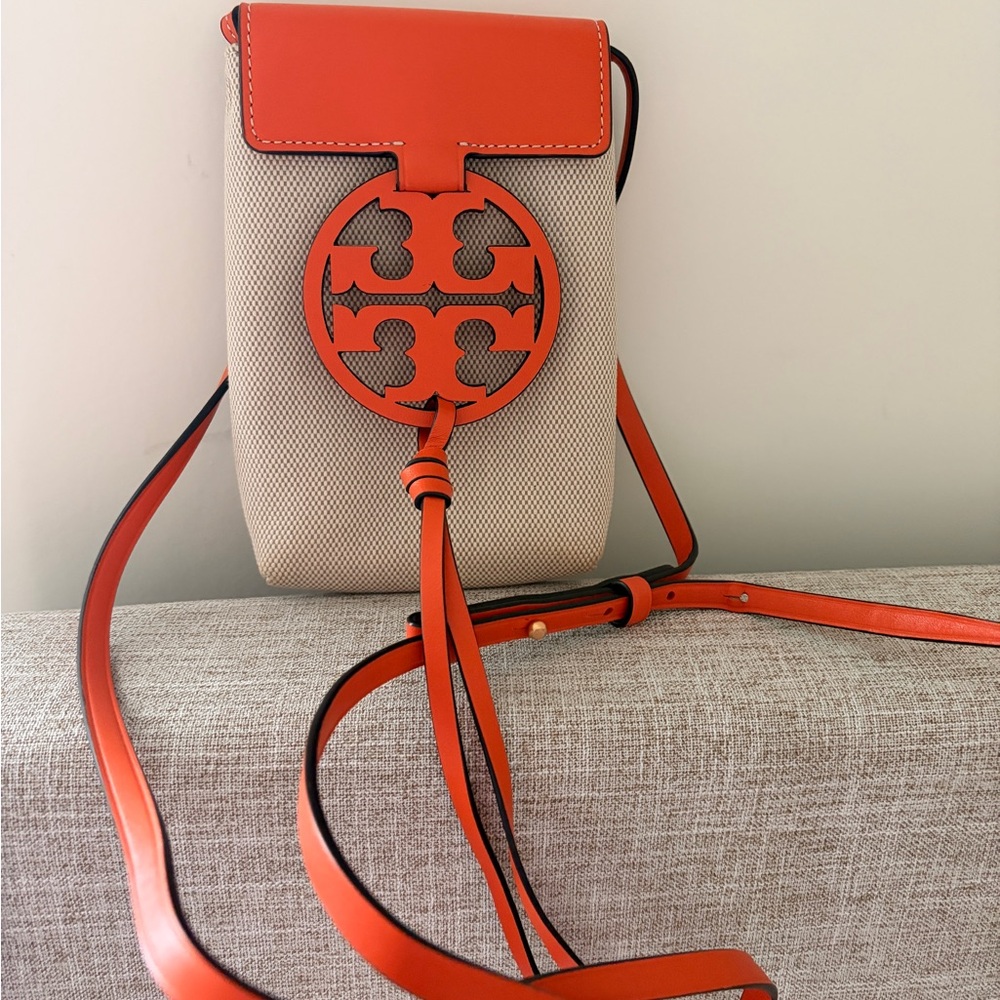 Tory Burch Vibrant Orange and Cream Crossbody Bag